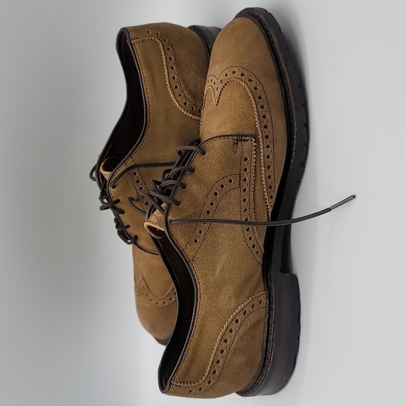 Allen Edmonds Schanutal Brown Nutmeg Suede wingtip Oxfords Men's 9 D - Picture 3 of 7